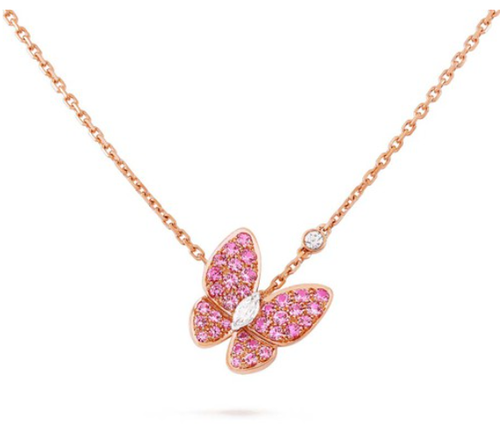 [Royal&Vicky]BUTTERFLY RED DIAMOND ROSE GOLD NECKLACE