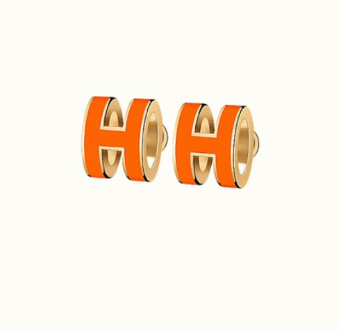 [Royal&Vicky]MINI POP H EARRINGS ORANGE