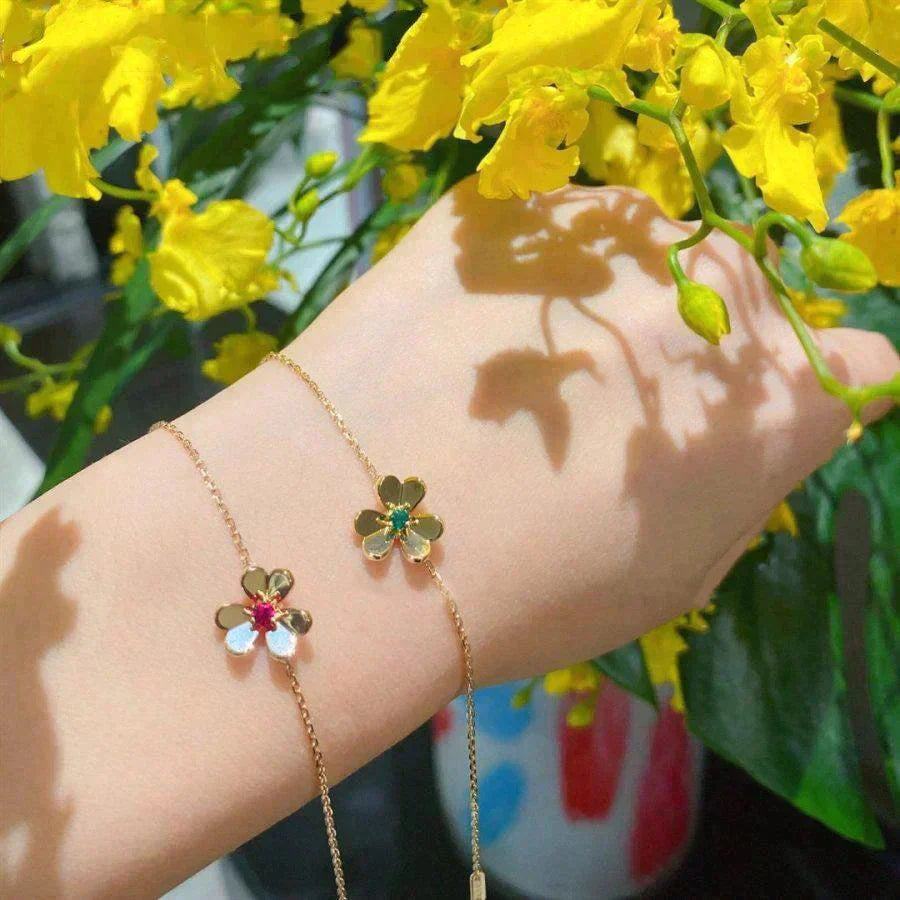 [Royal&Vicky]FRIVOLE GOLD FLOWER PINK MALACHITE BRACELET