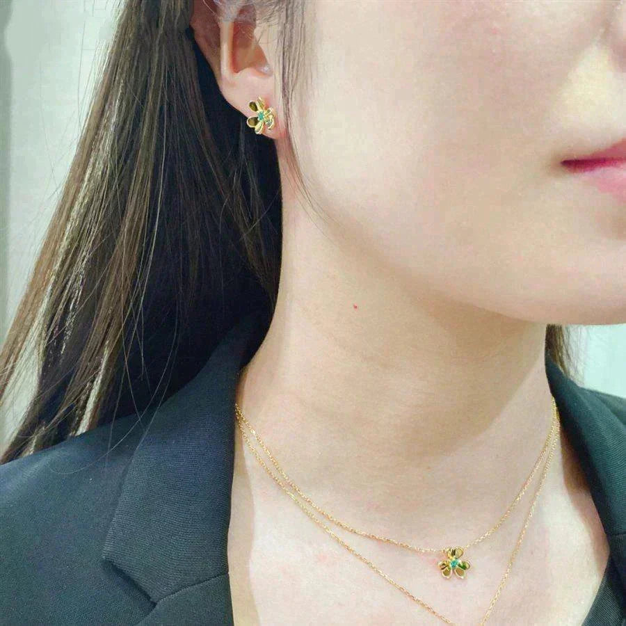 [Royal&Vicky]FRIVOLE  FLOWER MALACHITE EARRINGS