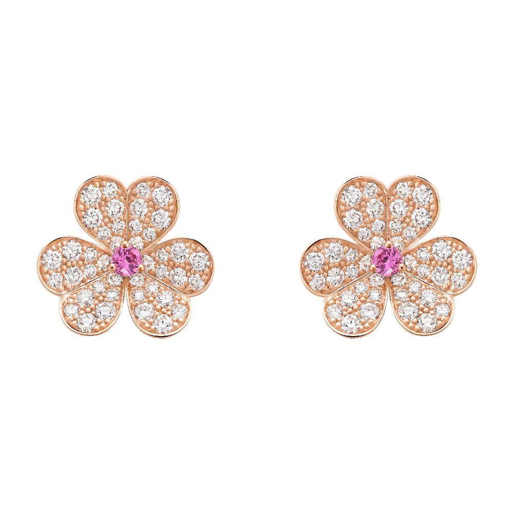 [Royal&Vicky]FRIVOLE PINK GOLD FLOWER DIAMOND EARRINGS
