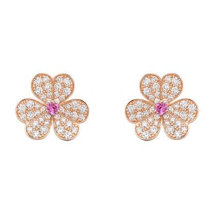 [Royal&Vicky]FRIVOLE PINK GOLD FLOWER DIAMOND EARRINGS