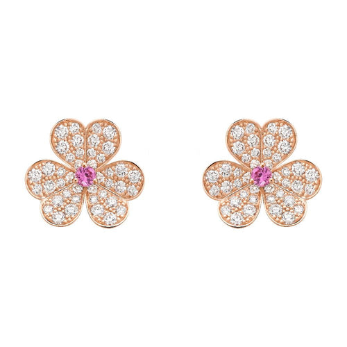 [Royal&Vicky]FRIVOLE PINK GOLD FLOWER DIAMOND EARRINGS