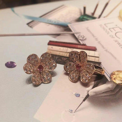 [Royal&Vicky]FRIVOLE PINK GOLD FLOWER DIAMOND EARRINGS