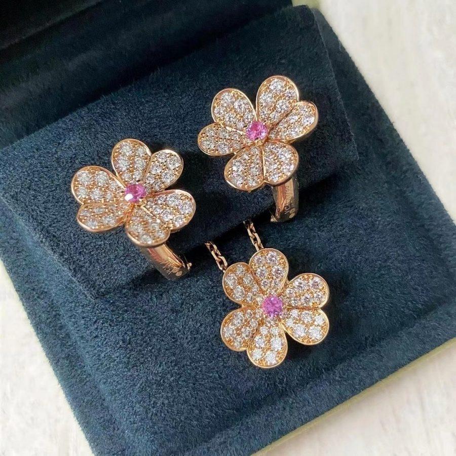 [Royal&Vicky]FRIVOLE ROSE GOLD FLOWER DIAMOND NECKLACE