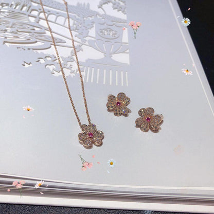 [Royal&Vicky]FRIVOLE ROSE GOLD FLOWER DIAMOND NECKLACE