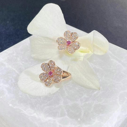[Royal&Vicky]FRIVOLE PINK GOLD FLOWER DIAMOND EARRINGS