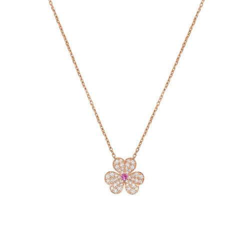 [Royal&Vicky]FRIVOLE ROSE GOLD FLOWER DIAMOND NECKLACE