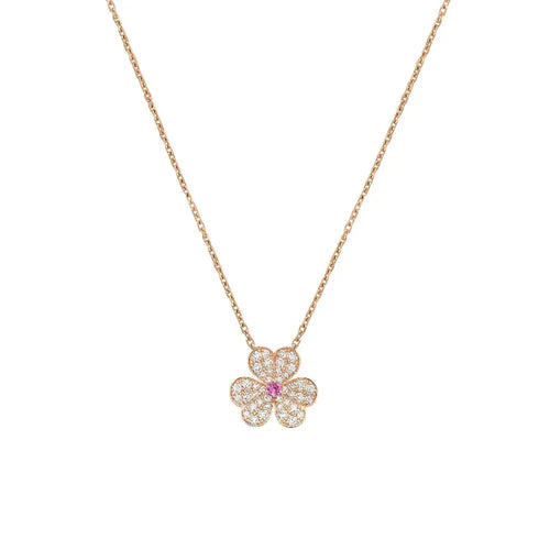[Royal&Vicky]FRIVOLE ROSE GOLD FLOWER DIAMOND NECKLACE