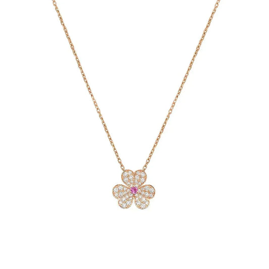 [Royal&Vicky]FRIVOLE ROSE GOLD FLOWER DIAMOND NECKLACE