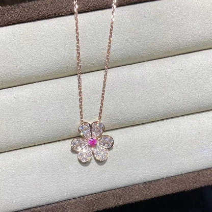 [Royal&Vicky]FRIVOLE ROSE GOLD FLOWER DIAMOND NECKLACE
