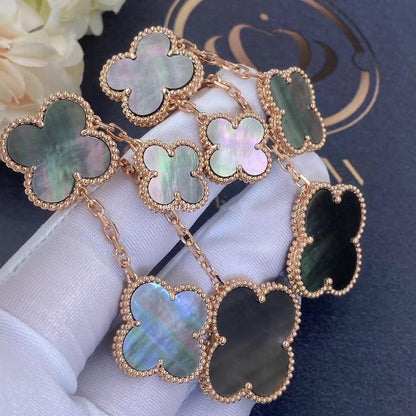 [Royal&Vicky]CLOVER EARRINGS DARK MOP 4 MOTIFS ROSE GOLD