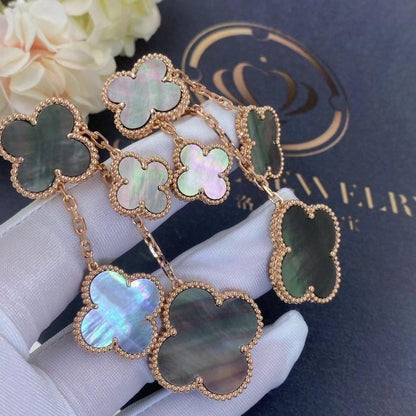 [Royal&Vicky]CLOVER EARRINGS DARK MOP 4 MOTIFS ROSE GOLD