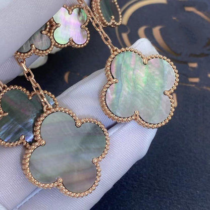 [Royal&Vicky]CLOVER EARRINGS DARK MOP 4 MOTIFS ROSE GOLD