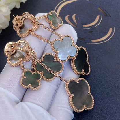 [Royal&Vicky]CLOVER EARRINGS DARK MOP 4 MOTIFS ROSE GOLD
