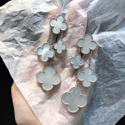 [Royal&Vicky]CLOVER EARRINGS WHITE MOP 4 MOTIFS SILVER
