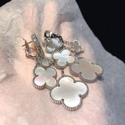 [Royal&Vicky]CLOVER EARRINGS WHITE MOP 4 MOTIFS SILVER