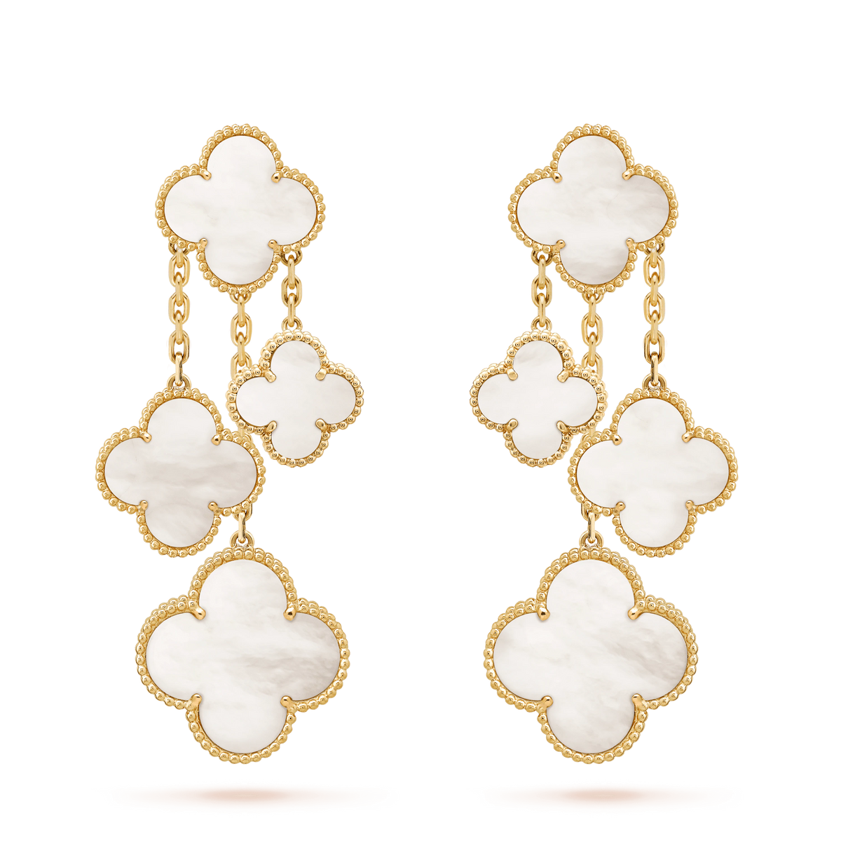 [Royal&Vicky]CLOVER EARRINGS WHITE MOP 4 MOTIFS GOLD