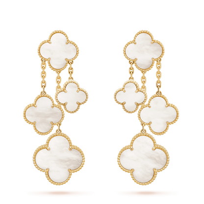 [Royal&Vicky]CLOVER EARRINGS WHITE MOP 4 MOTIFS GOLD