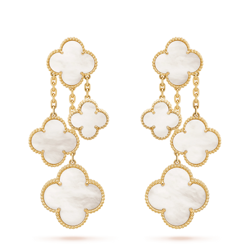 [Royal&Vicky]CLOVER EARRINGS WHITE MOP 4 MOTIFS GOLD