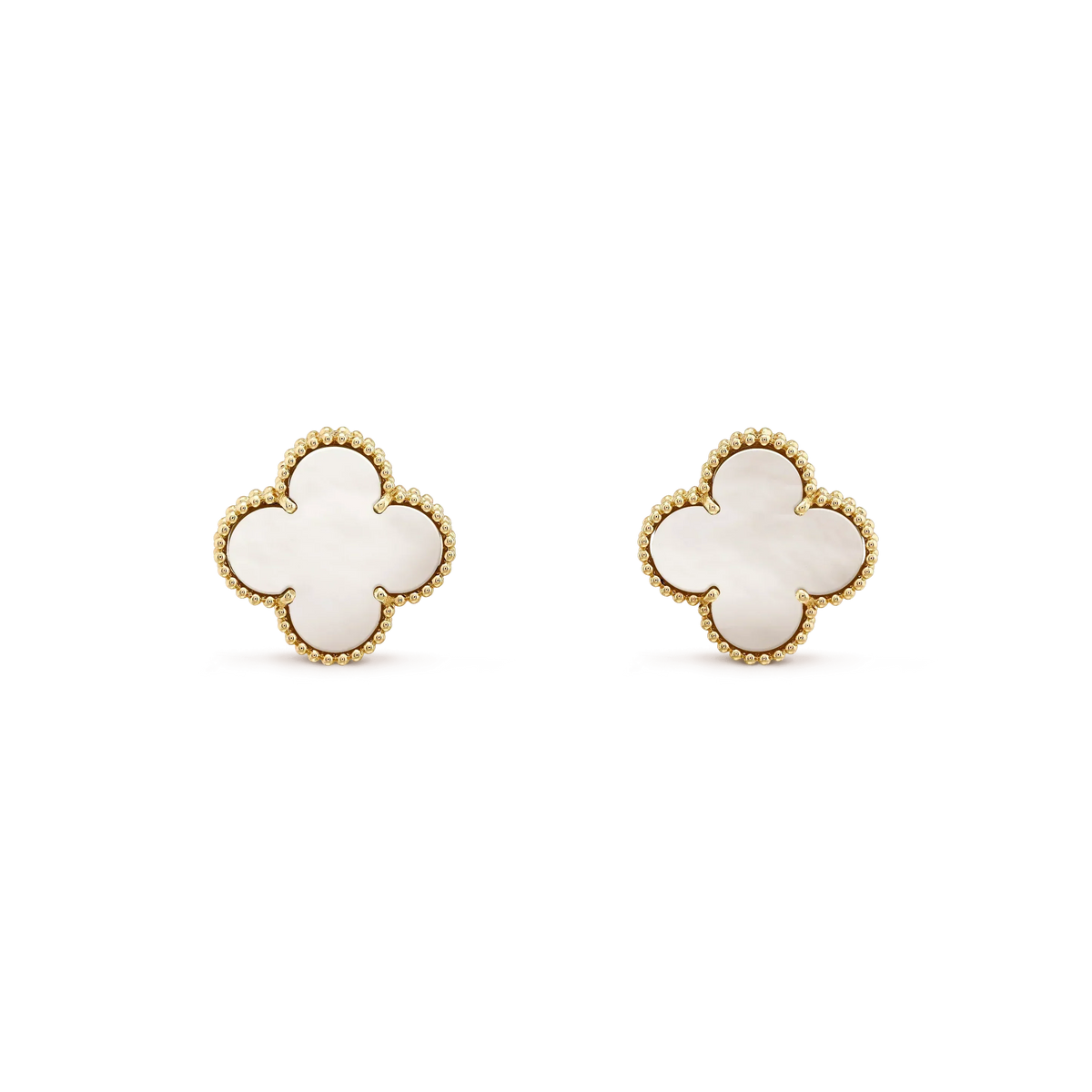[Royal&Vicky]CLOVER MEDIUM 1 MOTIFS  WHITE MOP STUD EARRINGS