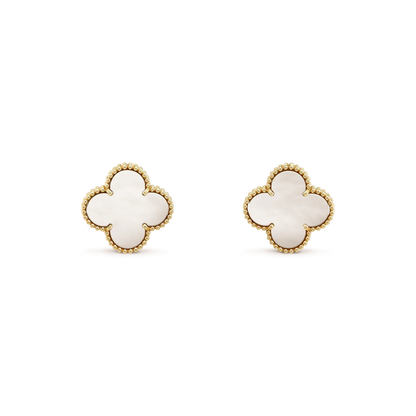 [Royal&Vicky]CLOVER MEDIUM 1 MOTIFS  WHITE MOP STUD EARRINGS