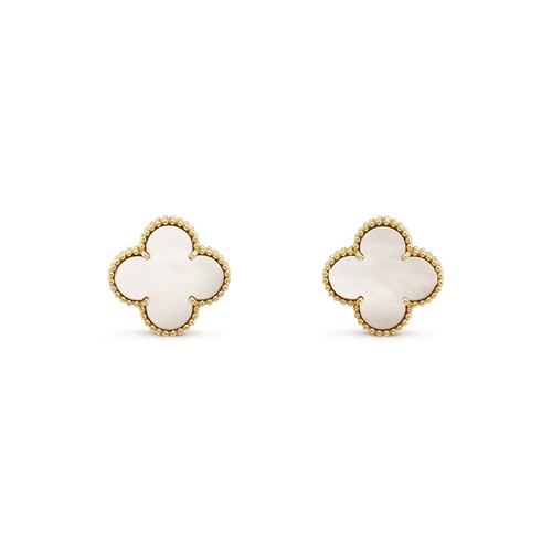 [Royal&Vicky]CLOVER MEDIUM 1 MOTIFS  WHITE MOP STUD EARRINGS