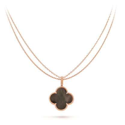 [Royal&Vicky]CLOVER 25MM GOLD DARK MOP BIG CLOVER NECKLACE