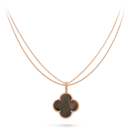 [Royal&Vicky]CLOVER 25MM GOLD DARK MOP BIG CLOVER NECKLACE