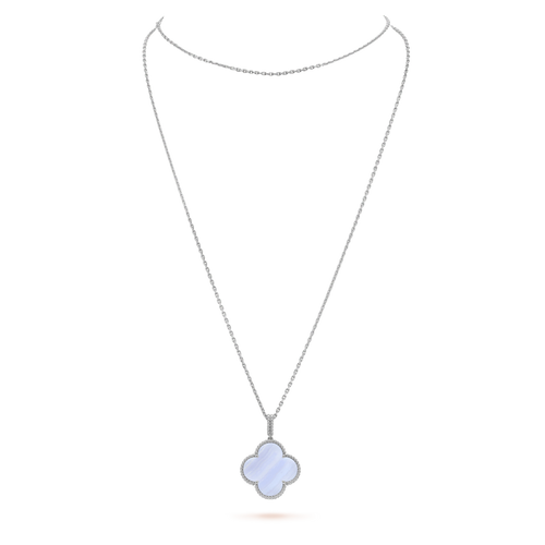 [Royal&Vicky]CLOVER SILVER CHALCEDONY BIG CLOVER NECKLACE