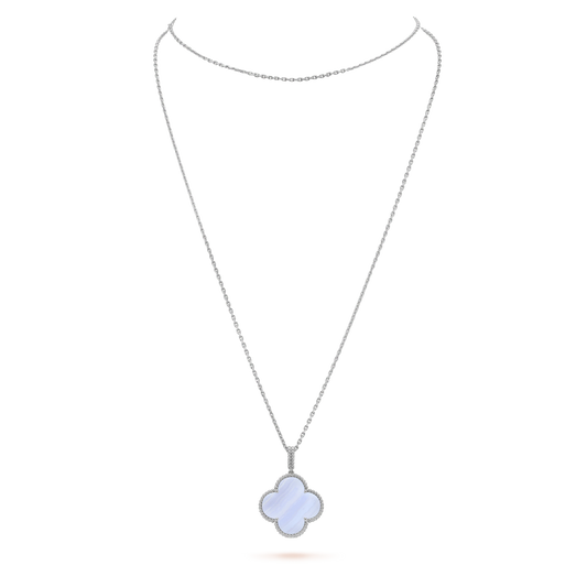 [Royal&Vicky]CLOVER SILVER CHALCEDONY BIG CLOVER NECKLACE