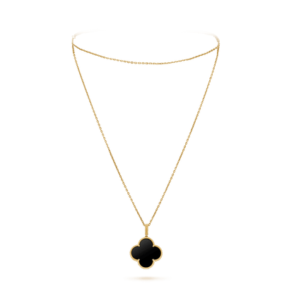 [Royal&Vicky]CLOVER 25MM GOLD ONYX BIG CLOVER NECKLACE