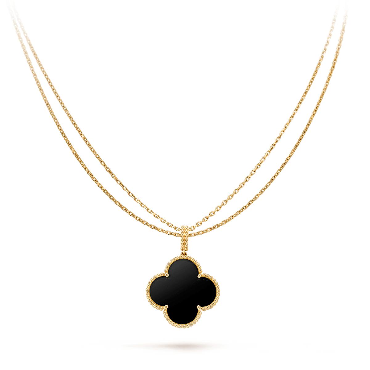 [Royal&Vicky]CLOVER 25MM GOLD ONYX BIG CLOVER NECKLACE