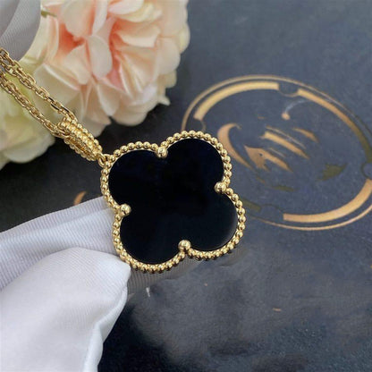 [Royal&Vicky]CLOVER 25MM GOLD ONYX BIG CLOVER NECKLACE