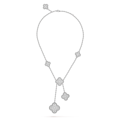 [Royal&Vicky]CLOVER 5 MOTIFS SILVER DIAMONDS NECKLACE
