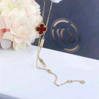 [Royal&Vicky]CLOVER  CARNELIAN SINGLE FLOWER BRACELET