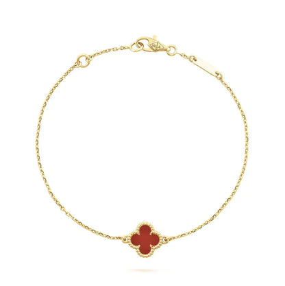 [Royal&Vicky]CLOVER  CARNELIAN SINGLE FLOWER BRACELET