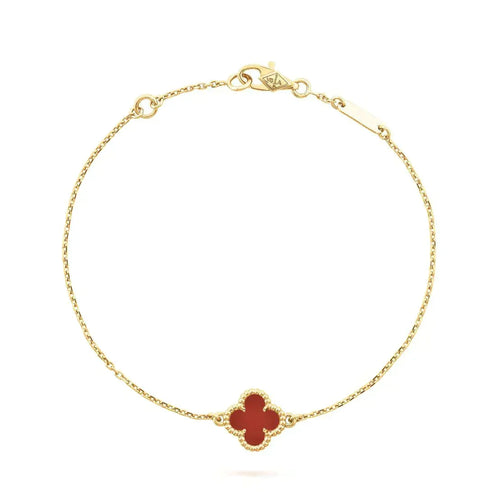 [Royal&Vicky]CLOVER  CARNELIAN SINGLE FLOWER BRACELET