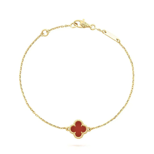 [Royal&Vicky]CLOVER  CARNELIAN SINGLE FLOWER BRACELET