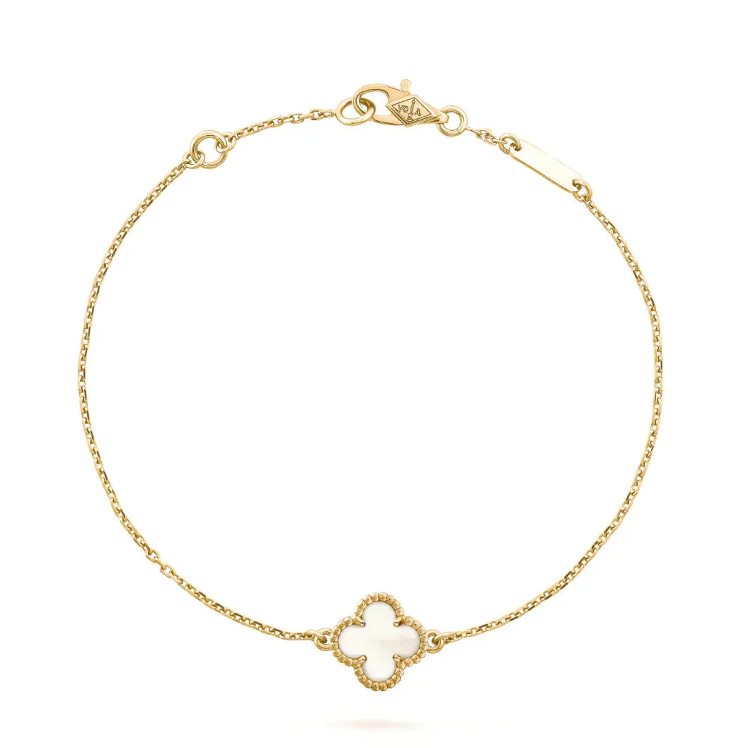 [Royal&Vicky]CLOVER WHITE MOP SINGLE FLOWER BRACELET
