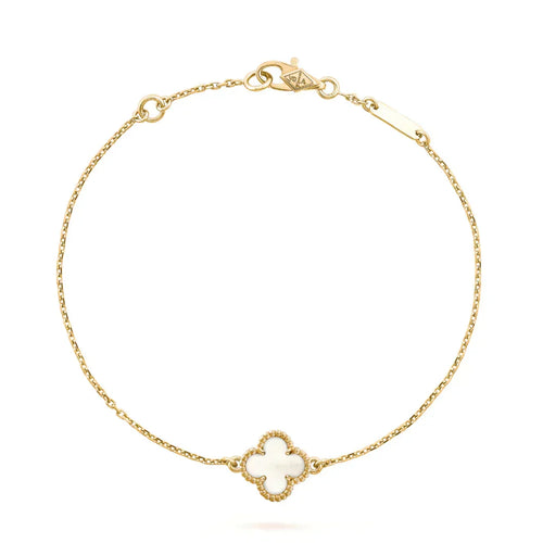 [Royal&Vicky]CLOVER WHITE MOP SINGLE FLOWER BRACELET