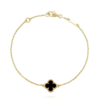 [Royal&Vicky]CLOVER ONYX SINGLE FLOWER BRACELET