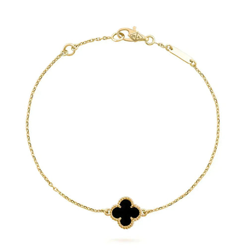 [Royal&Vicky]CLOVER ONYX SINGLE FLOWER BRACELET