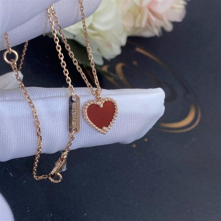 [Royal&Vicky]SWEET CLOVER CARNELIAN HEART NECKLACE