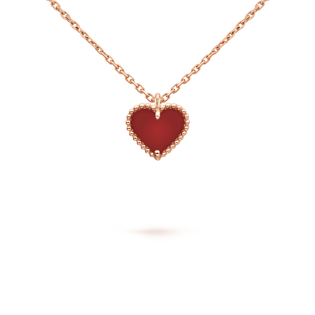 [Royal&Vicky]SWEET CLOVER CARNELIAN HEART NECKLACE