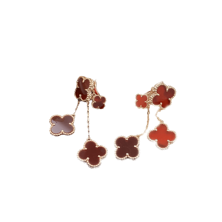 [Royal&Vicky]CLOVER EARRINGS CARNELIAN 4 MOTIFS PINK GOLD