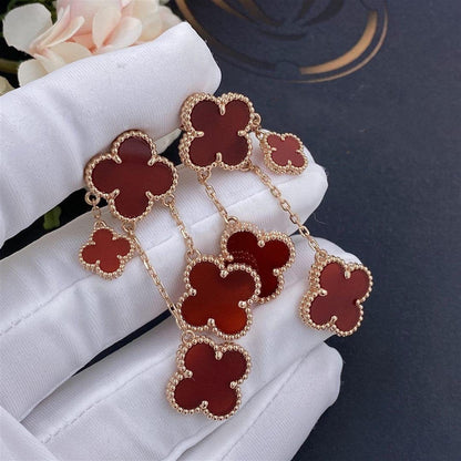 [Royal&Vicky]CLOVER EARRINGS CARNELIAN 4 MOTIFS PINK GOLD