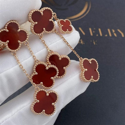 [Royal&Vicky]CLOVER EARRINGS CARNELIAN 4 MOTIFS PINK GOLD