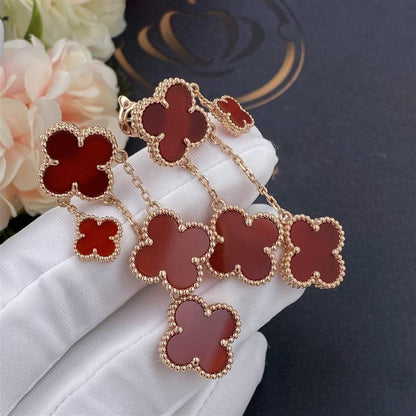 [Royal&Vicky]CLOVER EARRINGS CARNELIAN 4 MOTIFS PINK GOLD