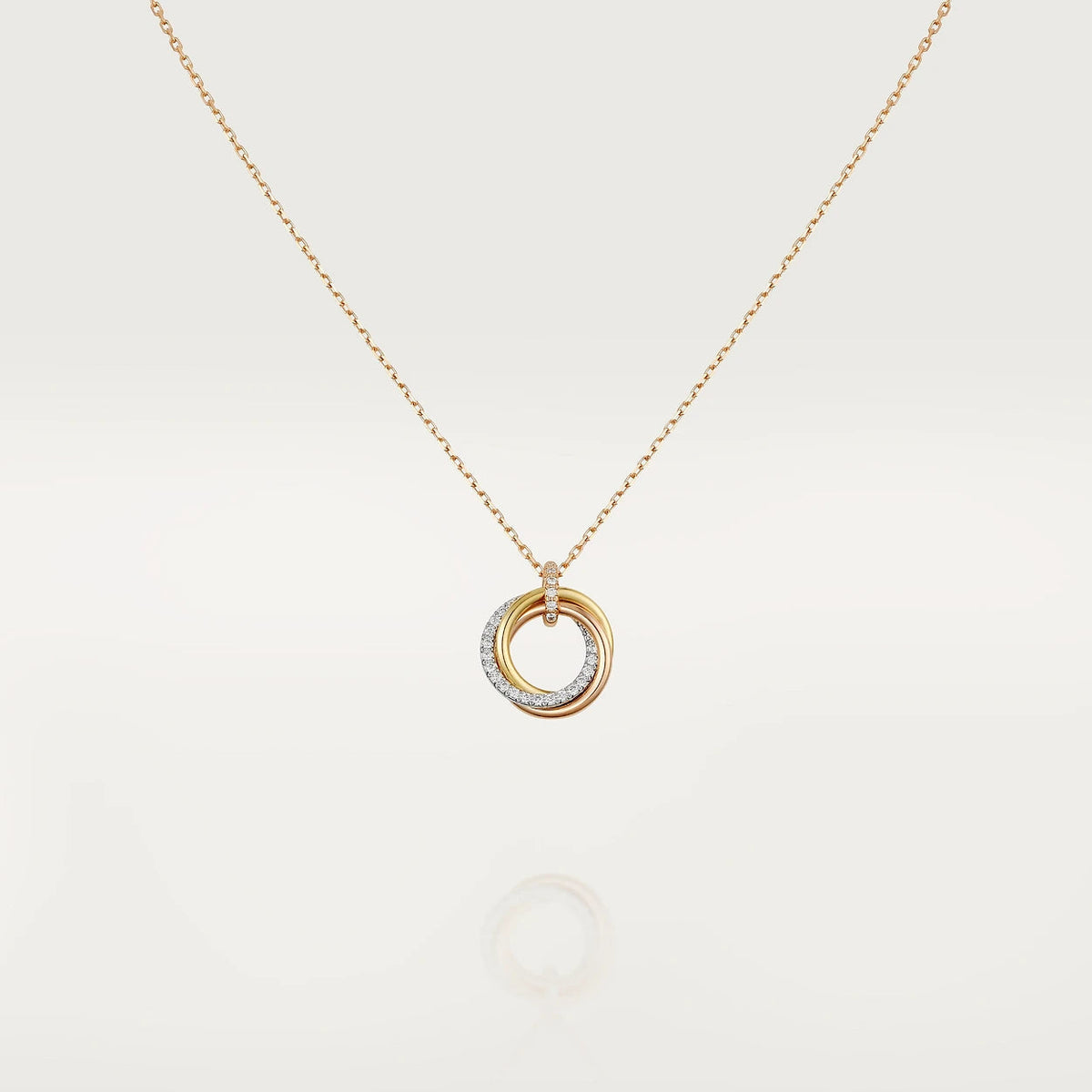 [Royal&Vicky]TRINITY NECKLACE SILVER GOLD PINK GOLD DIAMONDS